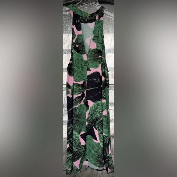 Tropical Green and Pink Midi Dress - Picture 13 of 16